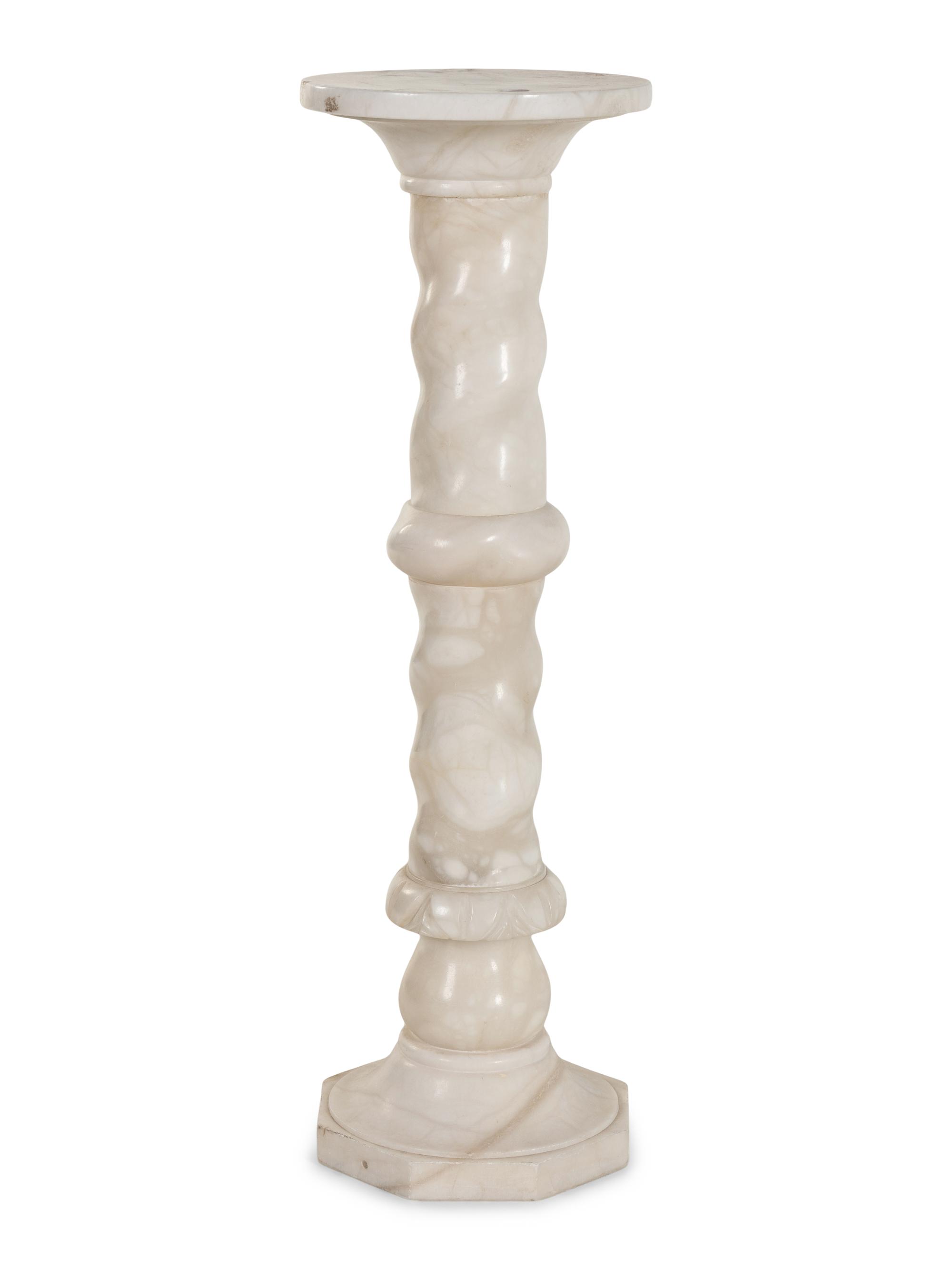 A Twist-Carved Alabaster Pedestal