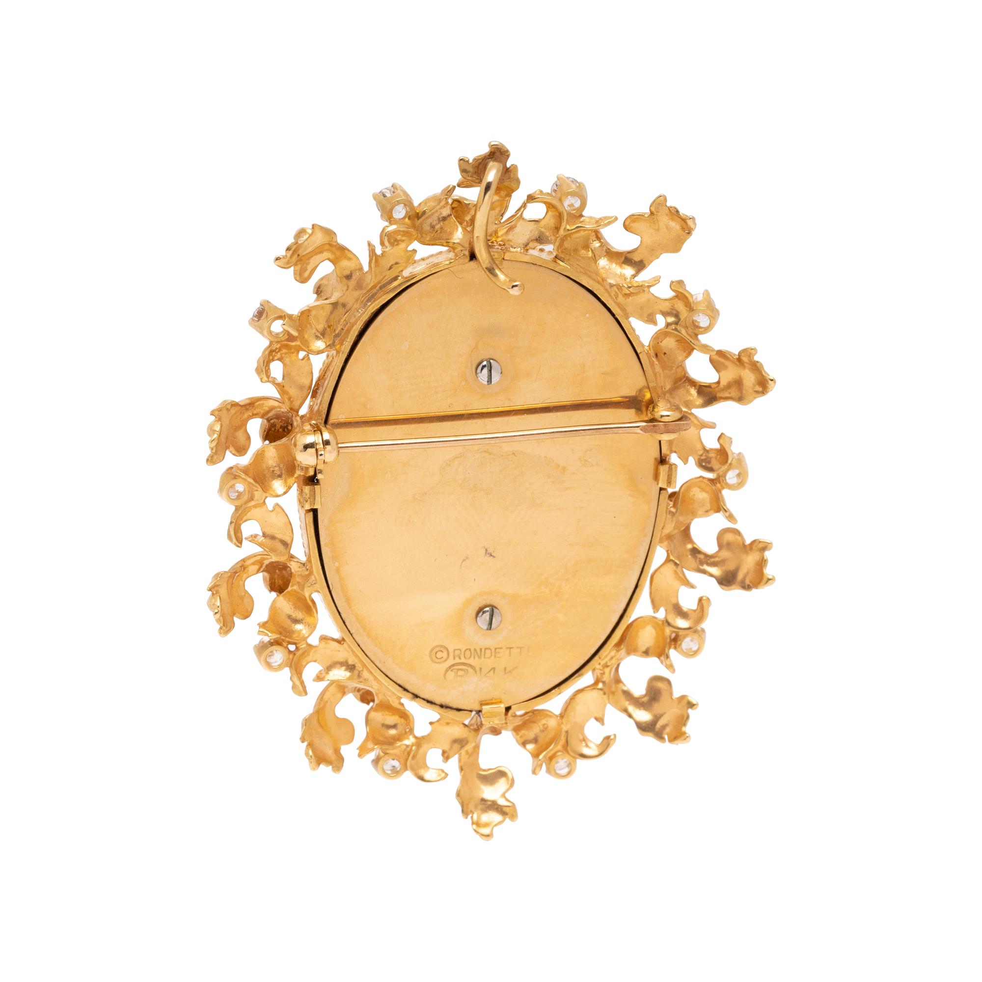 YELLOW GOLD AND DIAMOND PORTRAIT PENDANT/BROOCH