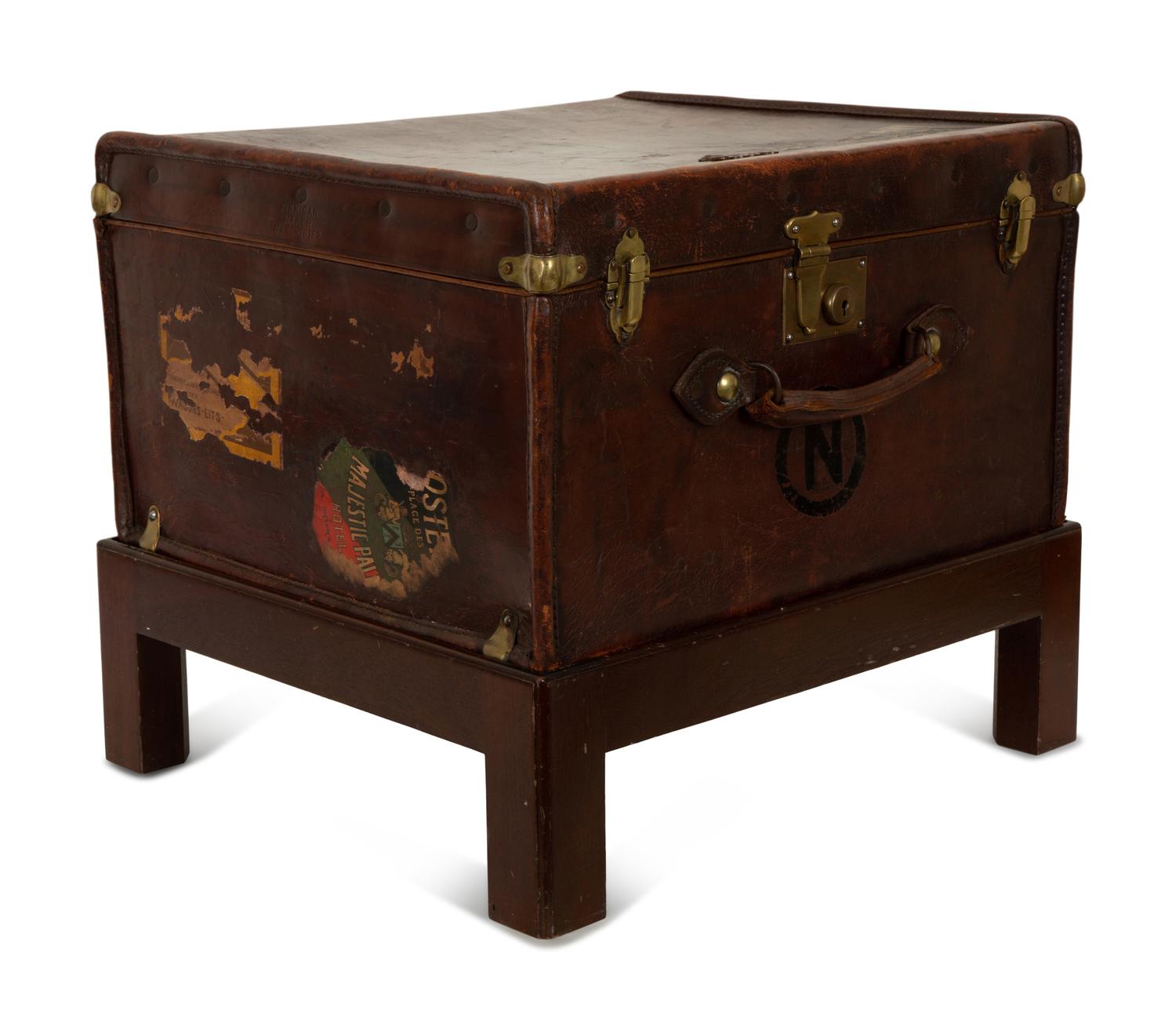 Two English Leather Luggage Cases with the Royal Cipher of George V