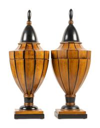 A Pair of Georgian Style Parcel Ebonized Cutlery Urns