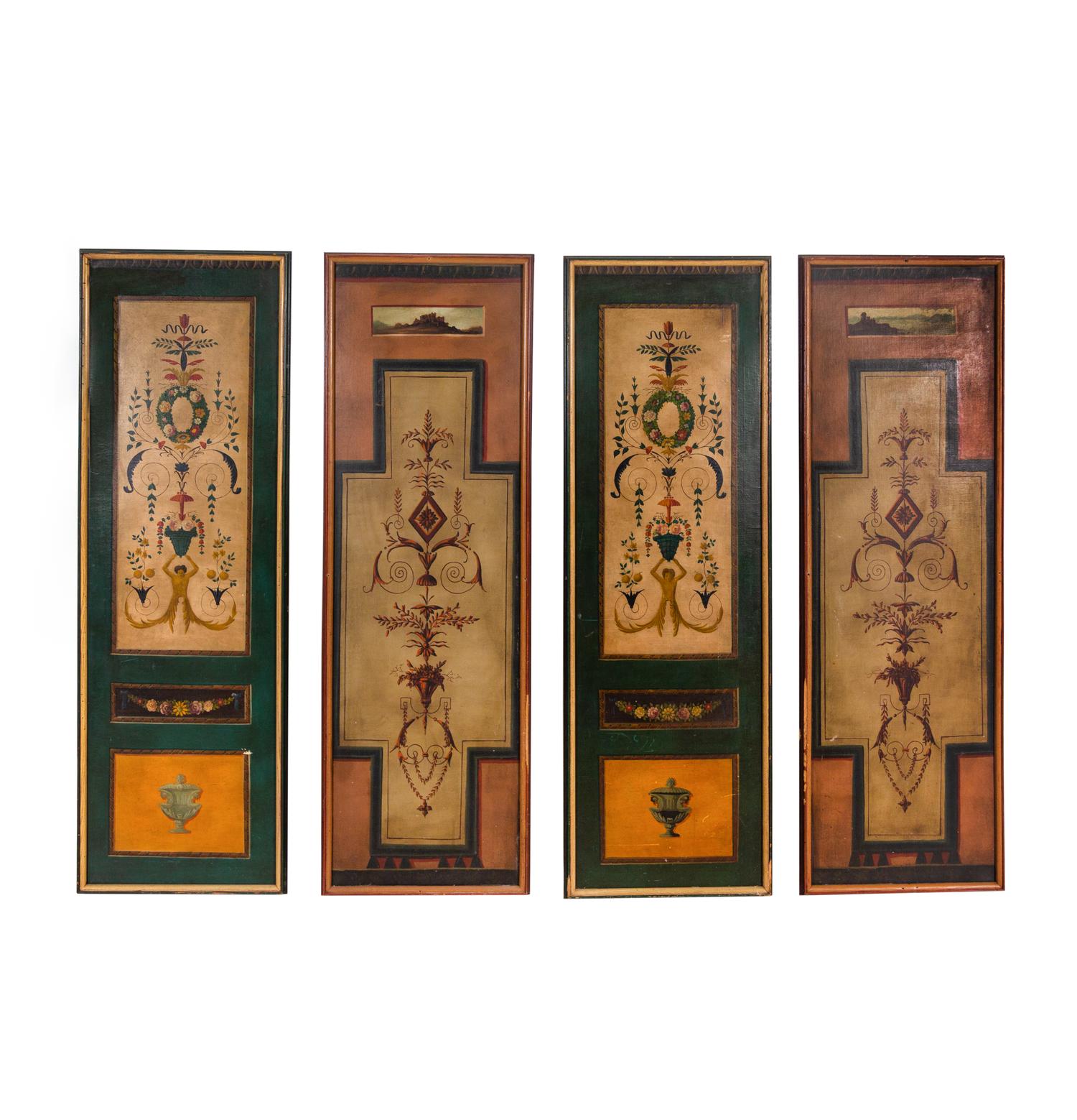 A Set of Four Neoclassical Painted Panels
