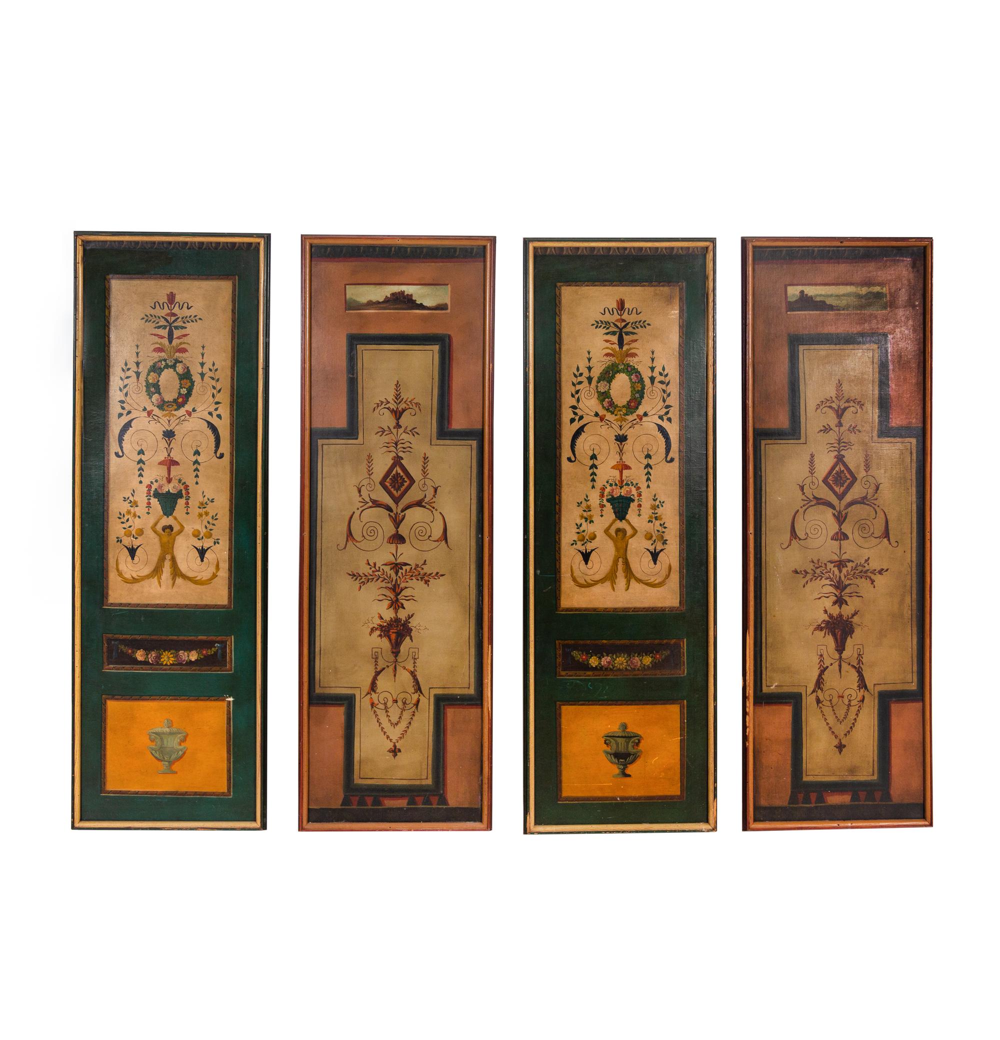 A Set of Four Neoclassical Painted Panels