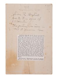 [TEXAS]. 6 photographs and documents related to military subjects in early Texas state history.