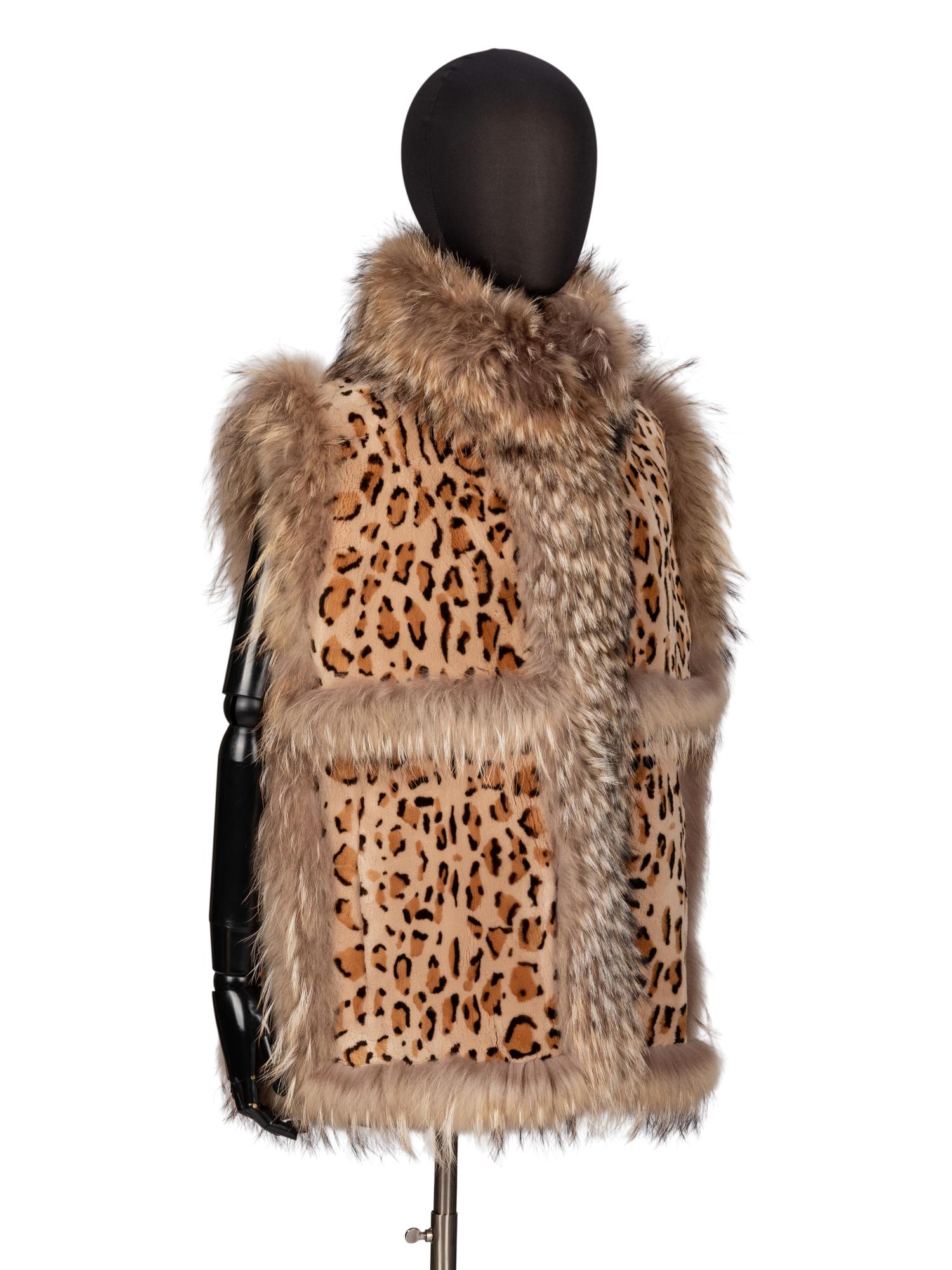 Zuki, Printed Fox Fur and Mink Vest