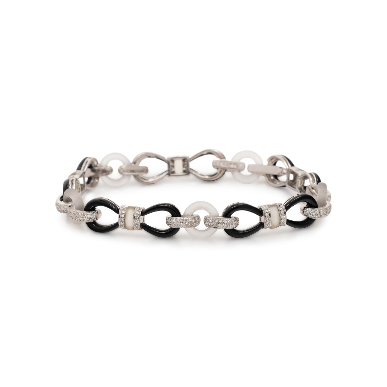 DIAMOND, ONYX AND ROCK CRYSTAL BRACELET