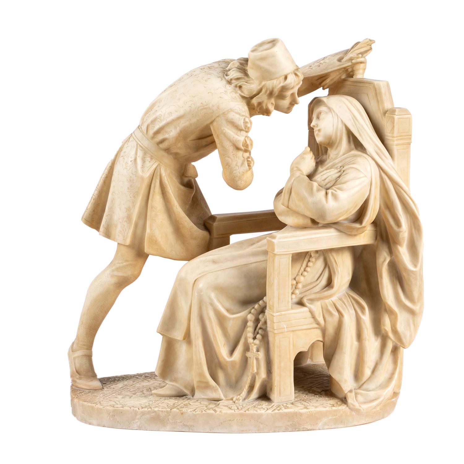 A Continental Alabaster Figural Group