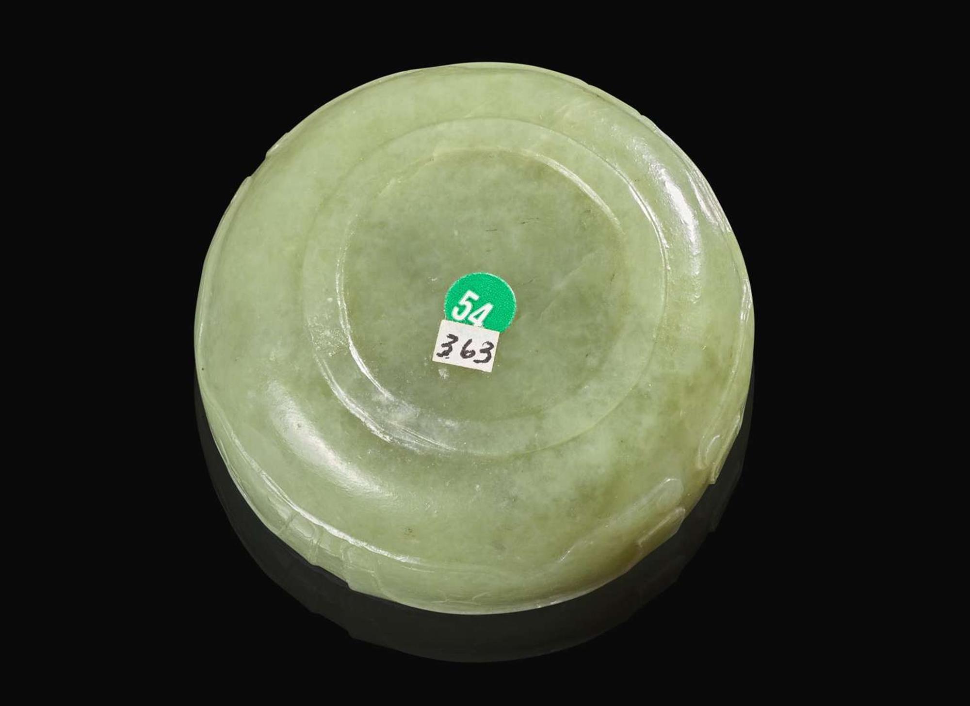 A Chinese carved greenish-yellow jade archaistic coupe Qing dynasty, 18th/19th century 倣古青黃玉水丞 清 十八或十九世紀