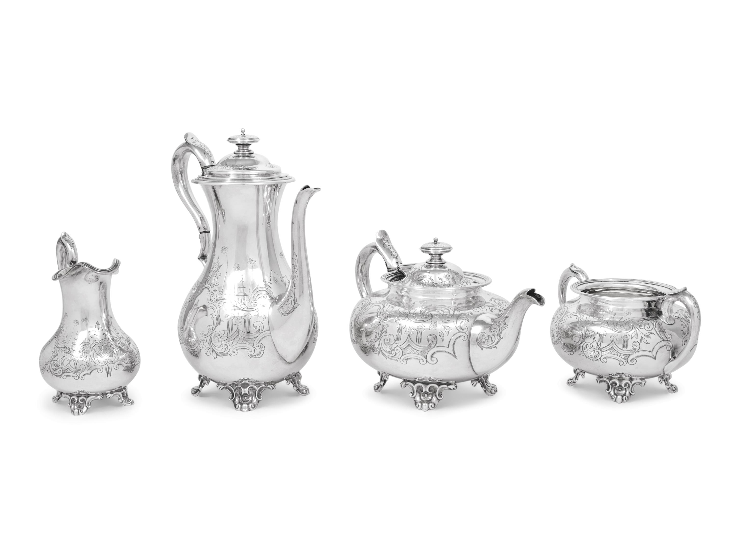 A Victorian Silver Four-Piece Tea and Coffee Service