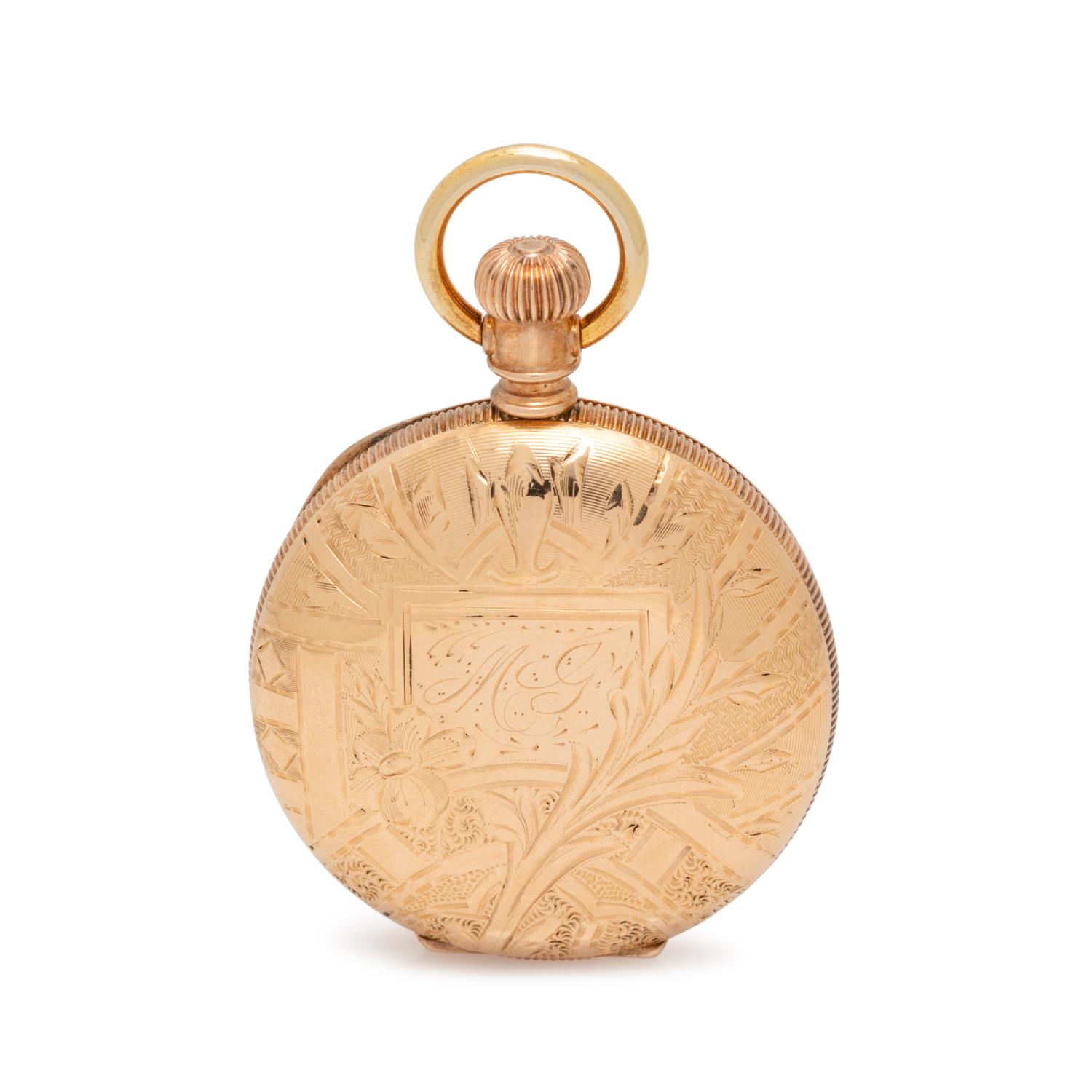 ELGIN, 14K YELLOW GOLD HUNTER CASE POCKET WATCH