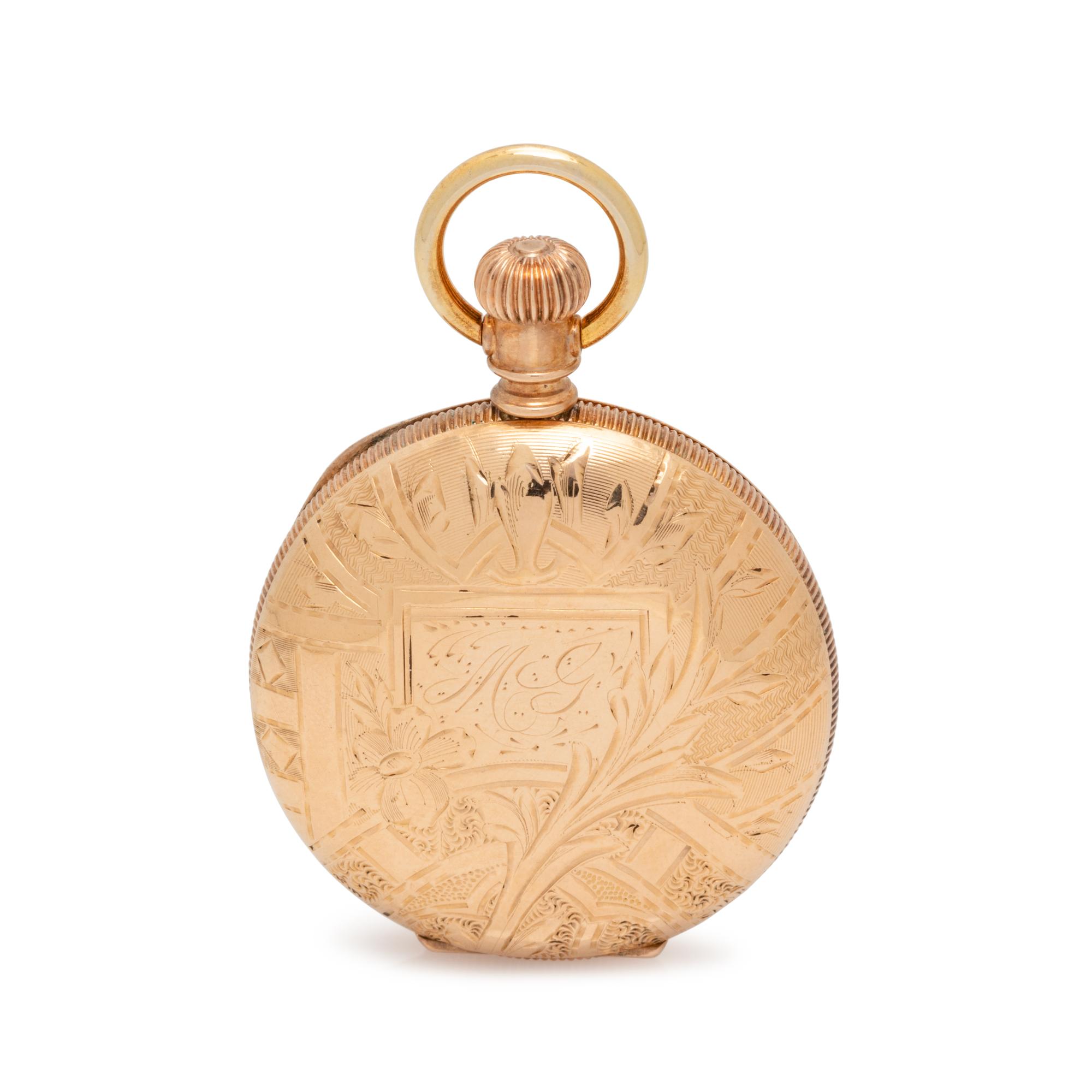 ELGIN, 14K YELLOW GOLD HUNTER CASE POCKET WATCH