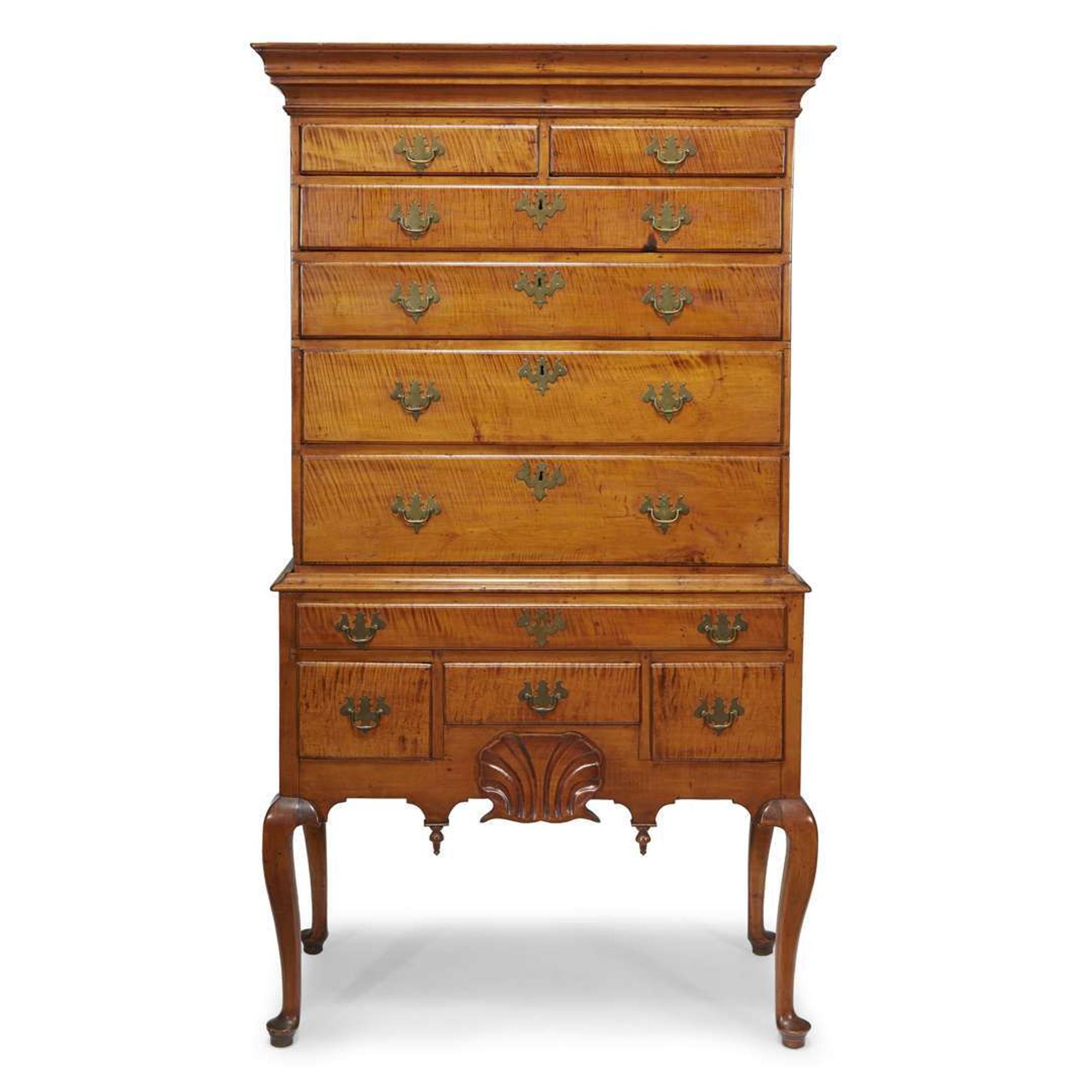 Queen Anne carved maple high chest Portsmouth, NH, circa 1785