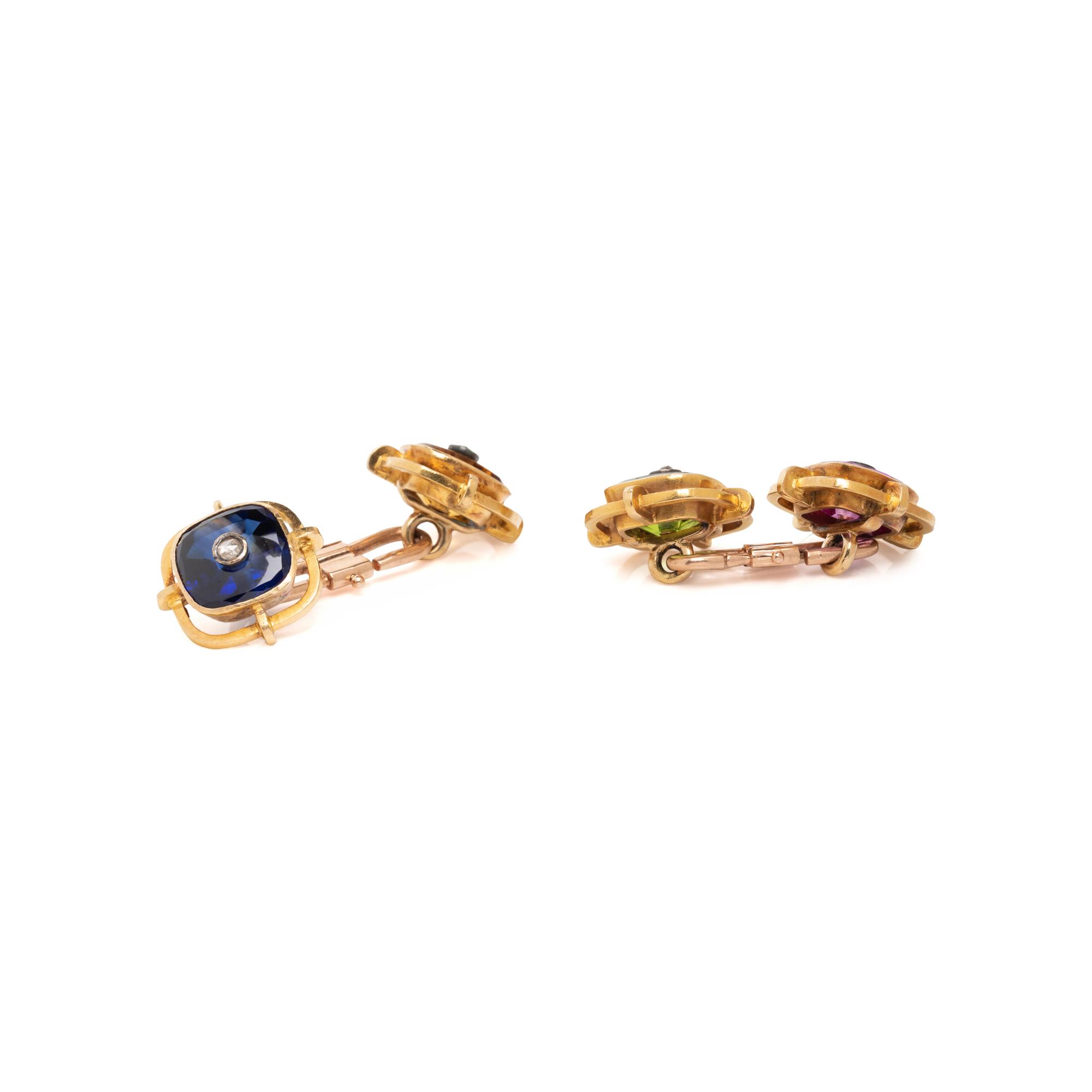 MULTIGEM AND DIAMOND CUFFLINKS