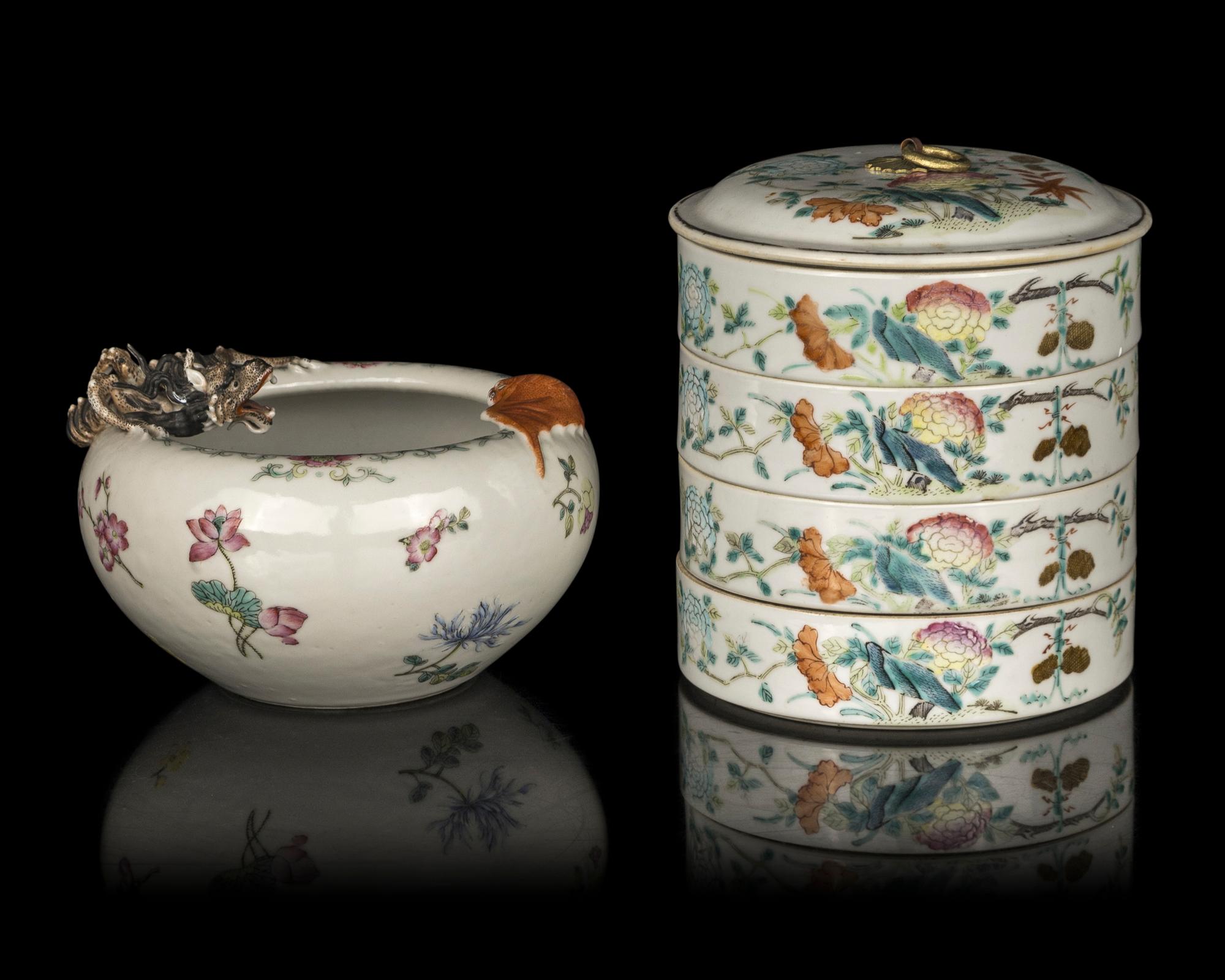 Two Chinese Famille Rose Porcelain Articles