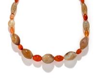 A Western Asiatic Banded Agate and Carnelian Bead Necklace
