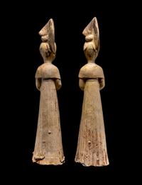Two Chinese Glazed Pottery Figures of Court Attendants