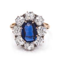 A Yellow Gold, Kashmir Sapphire and Diamond Ring,