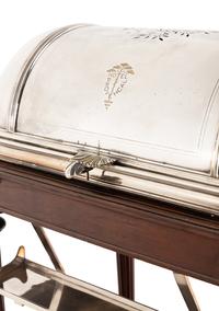 A French Silver-Plate and Mahogany Roast Trolley