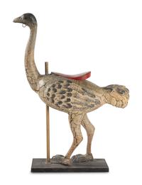 A Carved and Painted Wood Ostrich Carousel Figure