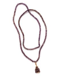 An 18 Karat Yellow Gold, Amethyst and Ruby Buddha Pendant/Necklace,