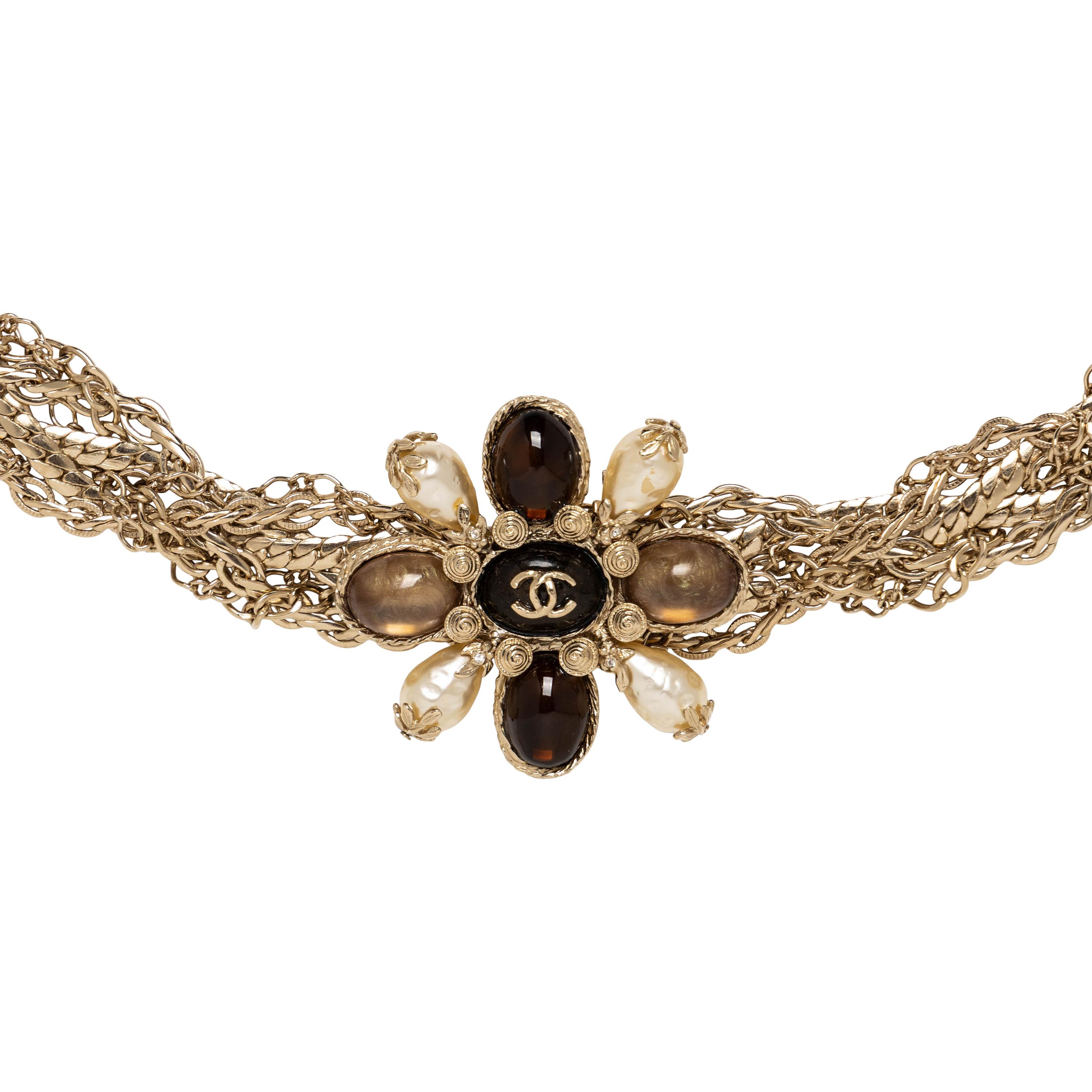 Chanel, Braided Chain Belt with Gripoix Byzantine Cross Buckle