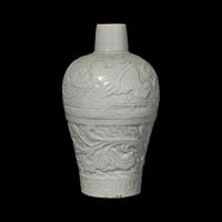 A Chinese Molded Qingbai Style Vase, Meiping 青白釉刻蓮紋梅瓶