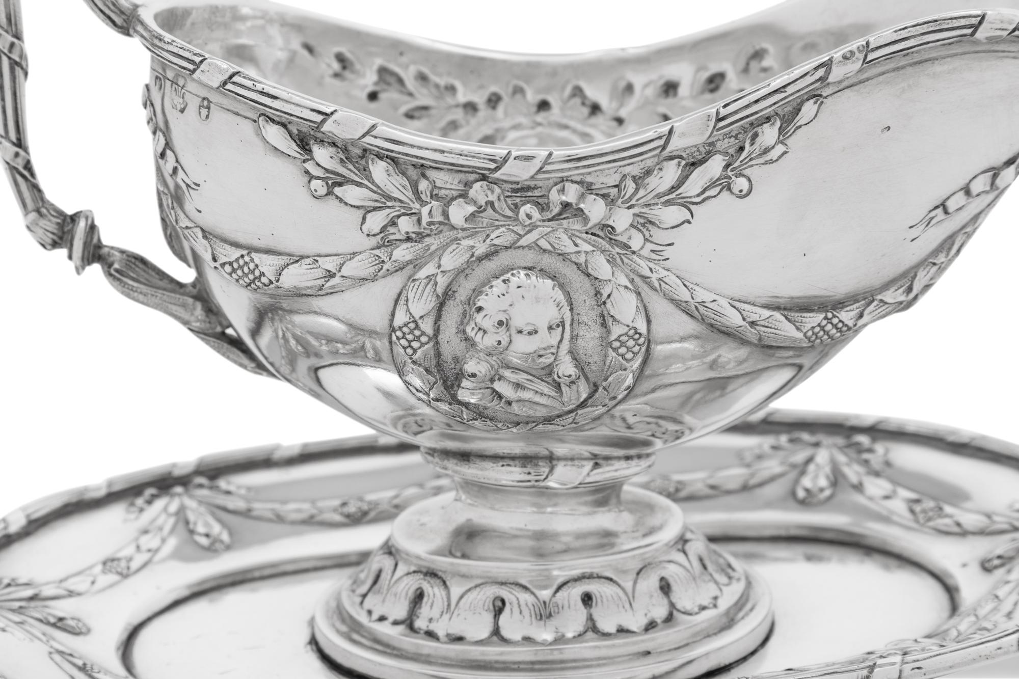 A French Silver Sauce Boat on Fixed Stand