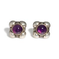 TIFFANY & CO., STERLING SILVER AND AMETHYST EARCLIPS