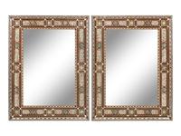 A Pair of Levantine Bone and Abalone Inlaid Mirrors