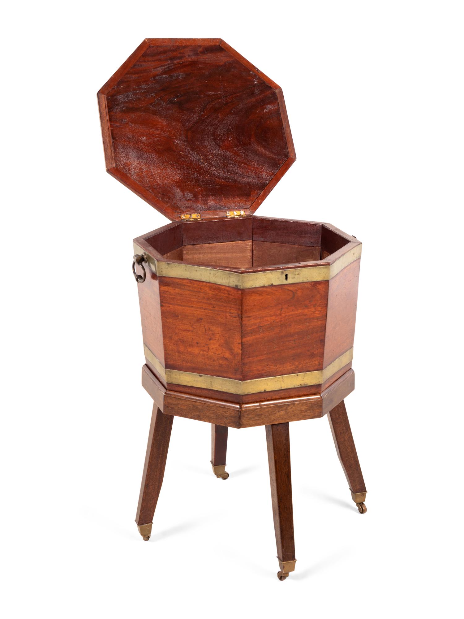 A George III Brass Banded Mahogany Cellarette