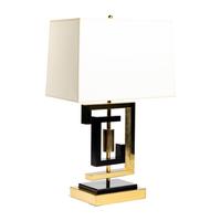 A French Modernist Brass and Black Enamel Table Lamp