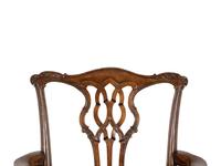 A George II Style Leather Upholstered Mahogany Armchair