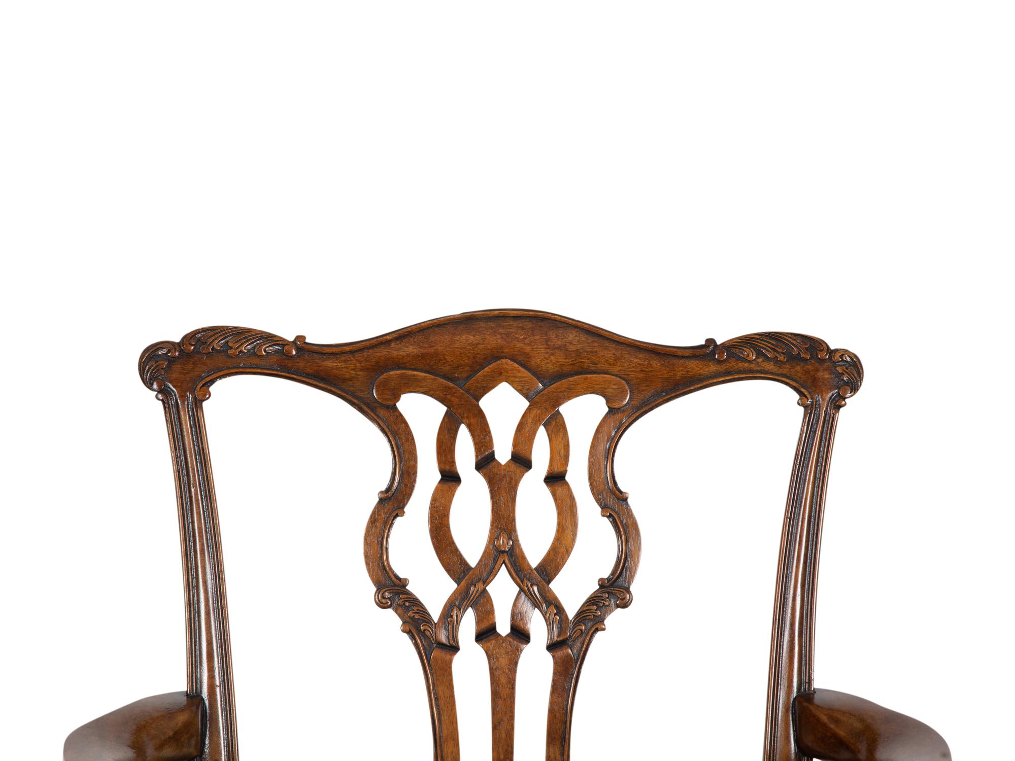 A George II Style Leather Upholstered Mahogany Armchair