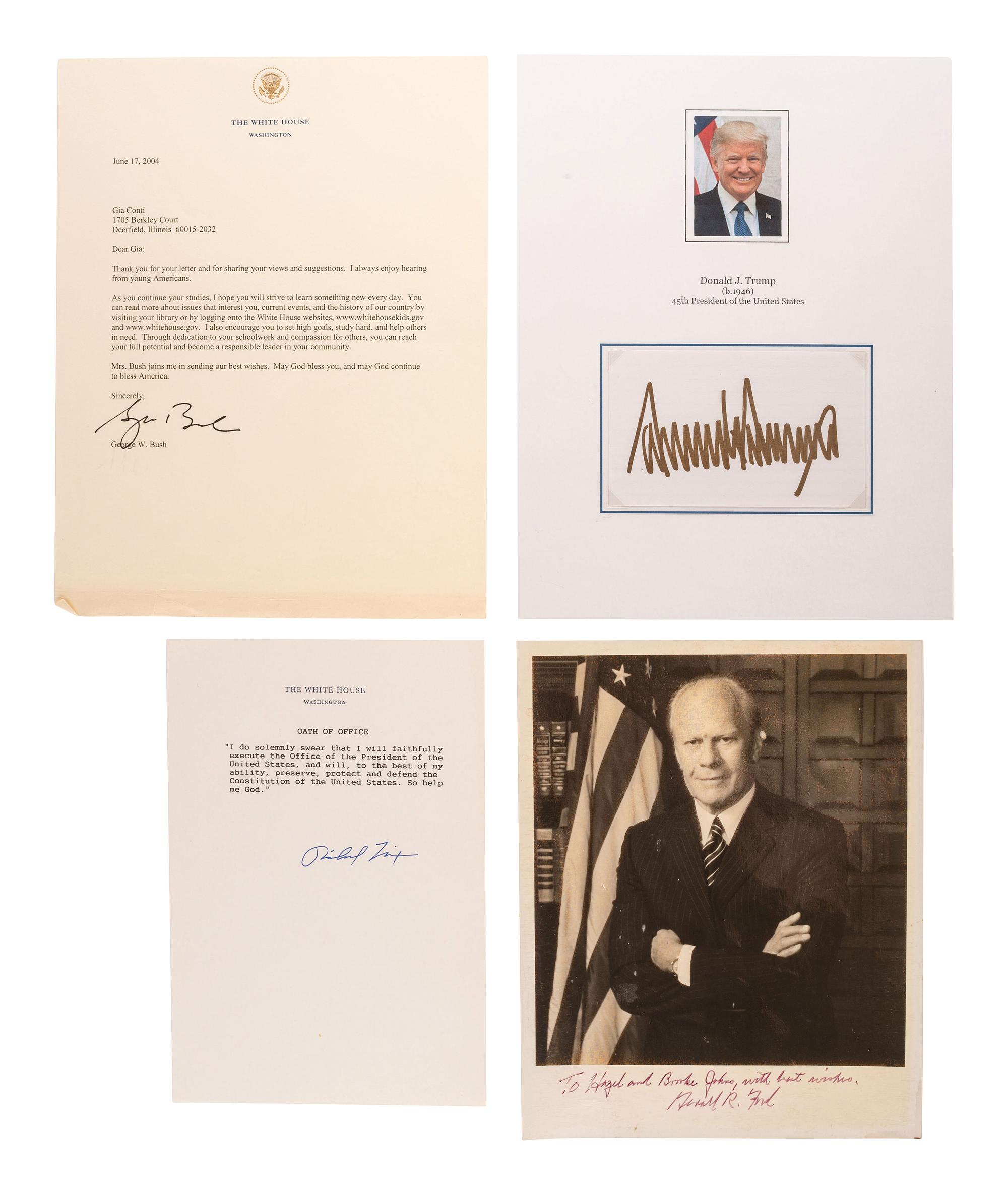 [POLITICS]. A group of letters and ephemera, most SIGNED by Republican presidents of the 20th and 21st centuries, comprising: