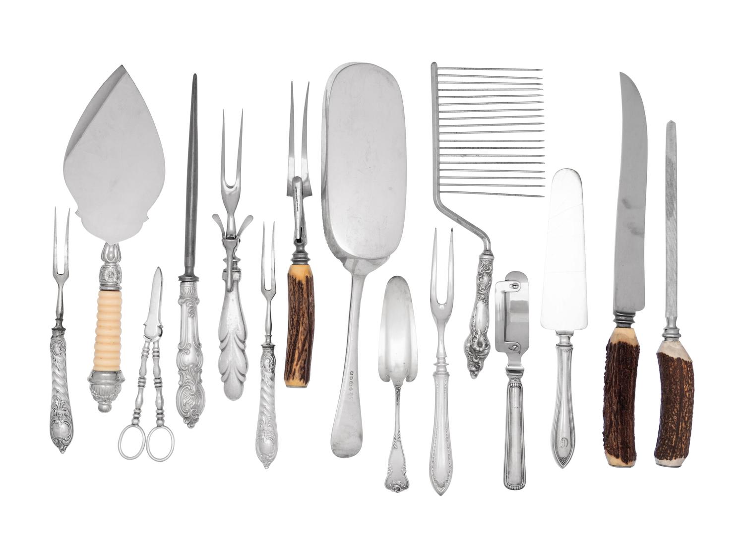A Group of Fifteen Silver-Plate Flatware Articles