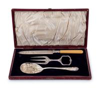 A Cased Silver-Plate Serving Set