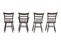 A Set of Four Classical Grain Painted and Flower Decorated Bamboo Turned Dining Chairs