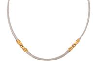 FRED PARIS, YELLOW GOLD AND STAINLESS STEEL 'FORCE 10' NECKLACE
