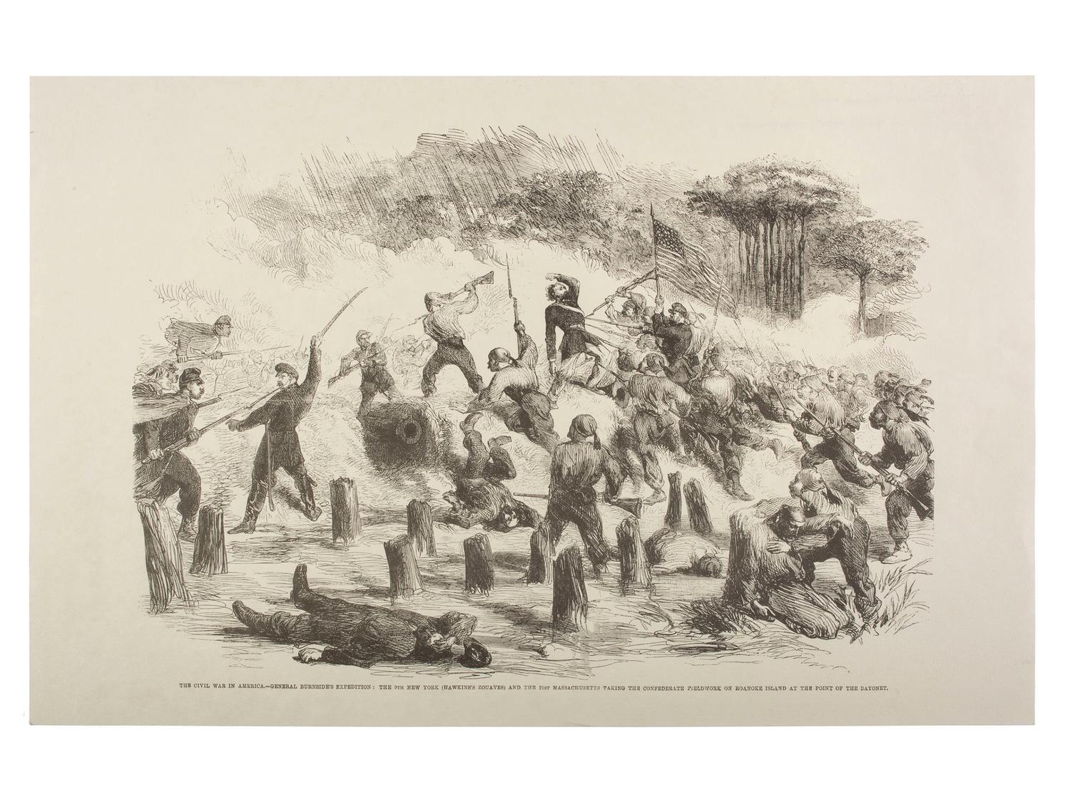 [HAWKINS' ZOUAVES]. An archive of prints, newspapers, and ephemera related to Burnside's North Carolina Expedition and the Battle of Roanoke Island, 1862, comprising: