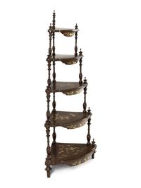 An English Gilt-Japanned Corner Etagere