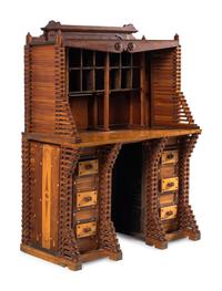 A Cherry and Maple Folk Art Desk