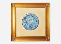 A Rare English Blue Jasperware 'Oberon and Titania' Plaque
