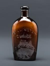 A Molded-Glass Flask in Amber by Willington Glass Company, Connecticut