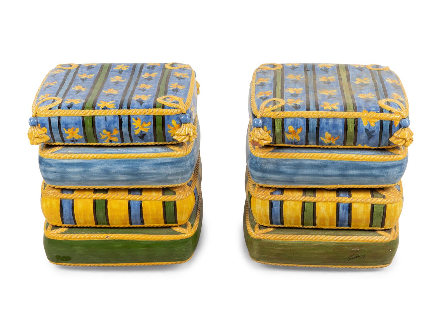 A Pair of Italian Ceramic Garden Stools