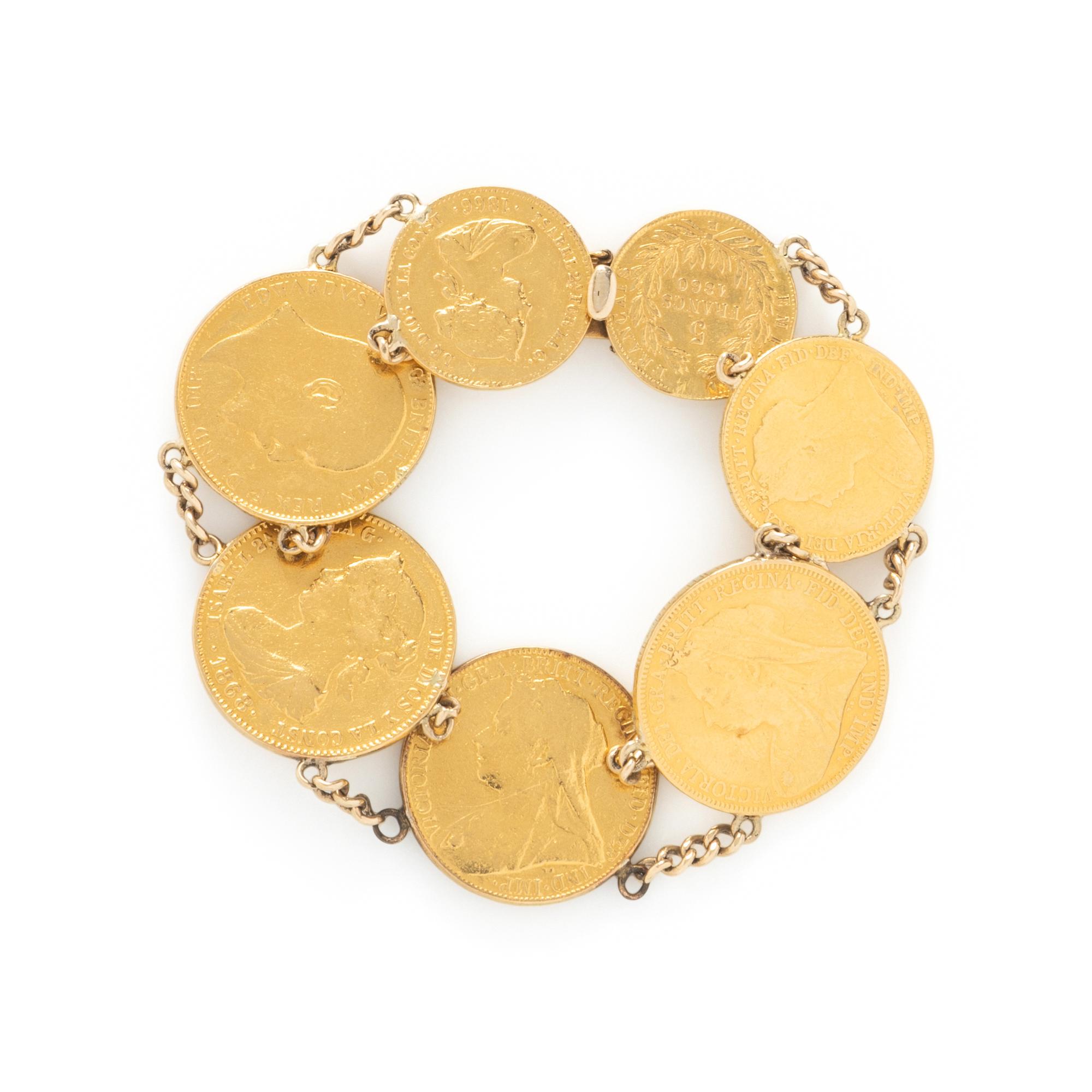 YELLOW GOLD COIN BRACELET