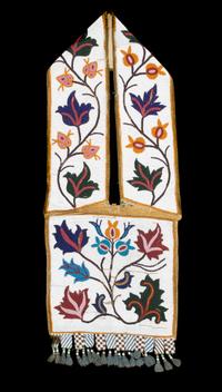 A Ojibwa Beaded Bandolier Bag Length overall 41 x width 16 inches.