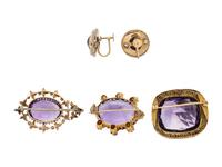 COLLECTION OF AMETHYST AND SEED PEARL JEWELRY