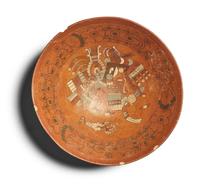 A Maya Polychrome Terracotta Bowl with Gods and Glyphs