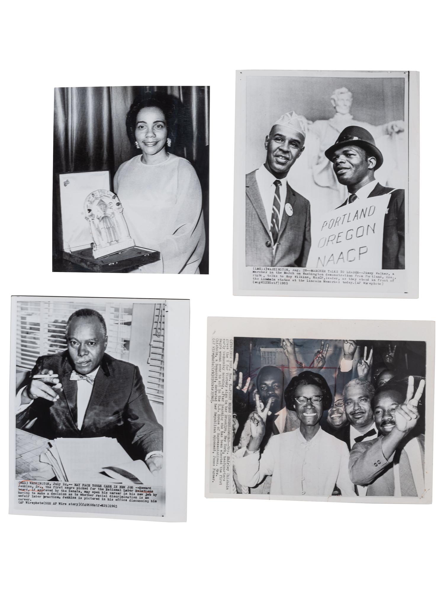 [CIVIL RIGHTS]. A group of 12 press photographs of African American and white politicians and civil rights activists. Ca 1958-1970.