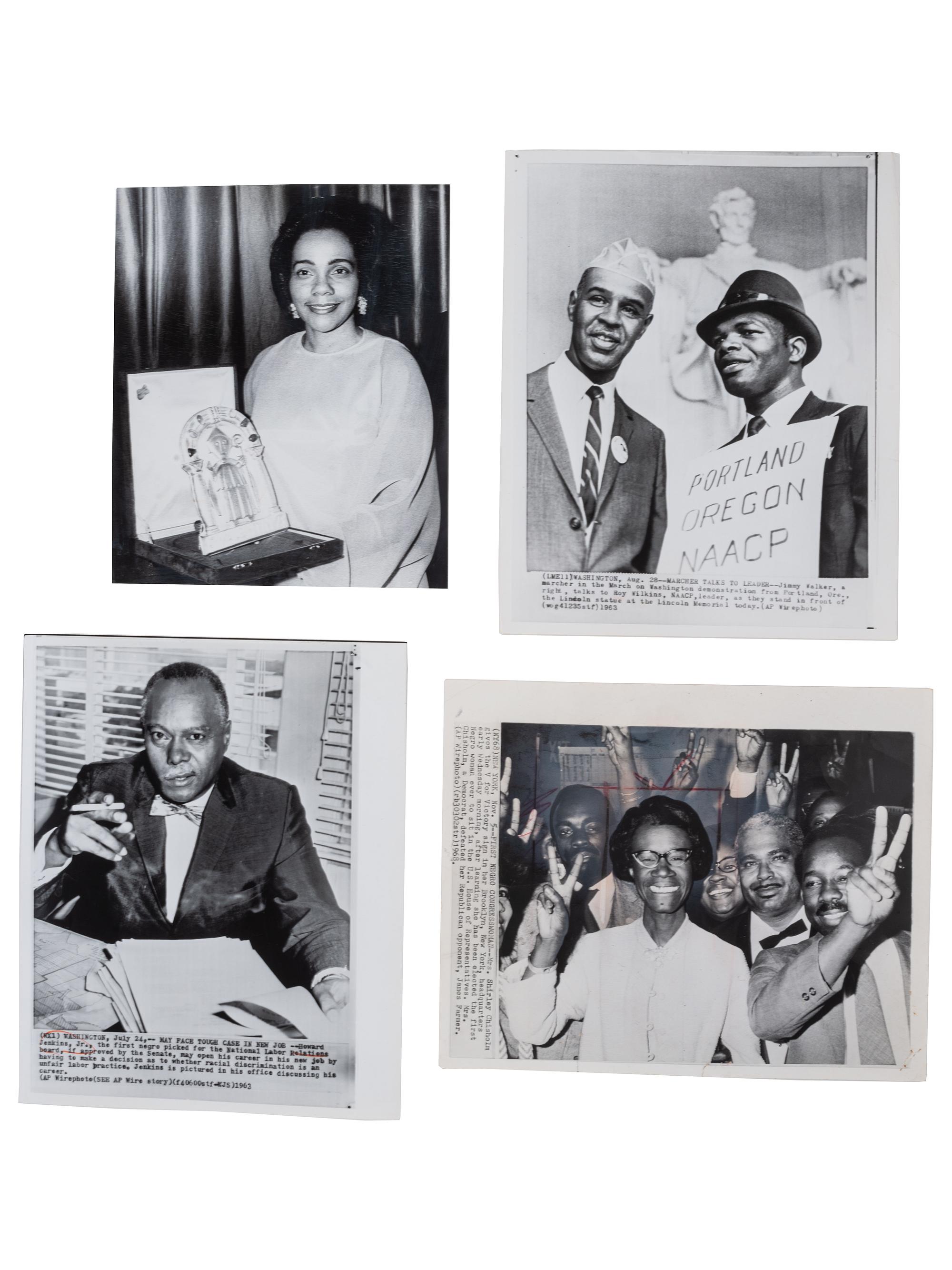 [CIVIL RIGHTS]. A group of 12 press photographs of African American and white politicians and civil rights activists. Ca 1958-1970.