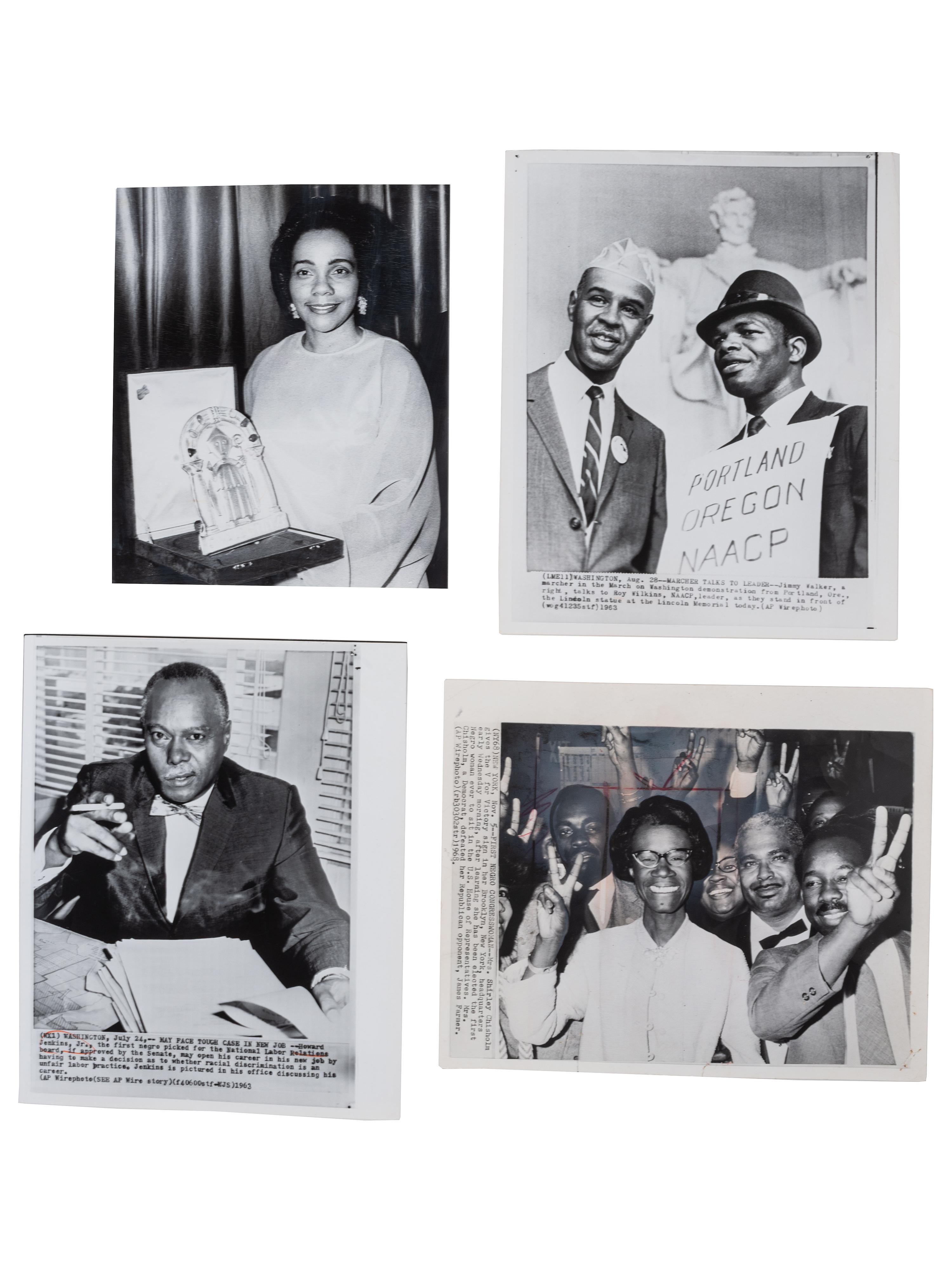 [CIVIL RIGHTS]. A group of 12 press photographs of African American and white politicians and civil rights activists. Ca 1958-1970.
